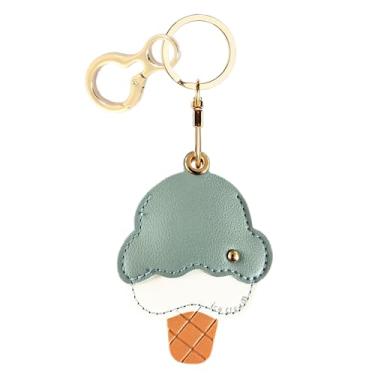 Imagem de Capa de couro compatível com AirTag, linda capa protetora com chaveiro, rastreador GPS antiarranhões para chaves, bolsa, animais de estimação (sorvete C)