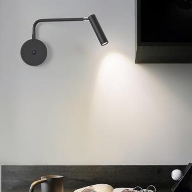 Imagem de GZZBMY Iluminação LED de parede interna com interruptor arandelas de parede de cabeceira ângulo ajustável rotativo lâmpadas de parede luz de leitura de alumínio moderno holofote para quarto sala de