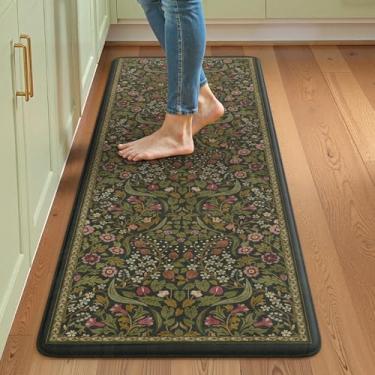 Imagem de Collive Tapetes de cozinha acolchoados, antifadiga, antiderrapante, impermeável, tapete de cozinha verde, tapetes modernos confortáveis para quarto, escritório, lavanderia, 61 x 153 cm