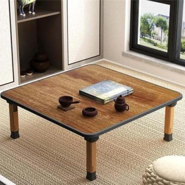 Imagem de Mesa De Café Quadrada Para Chá, Mesa Baixa De Bambu Estilo Japonês, Mesa De Jantar Multifuncional, Mesa De Estudo, Pequena Para Tatami Sentado No Chão Quarto Com Janela De Chá, 80 * 80