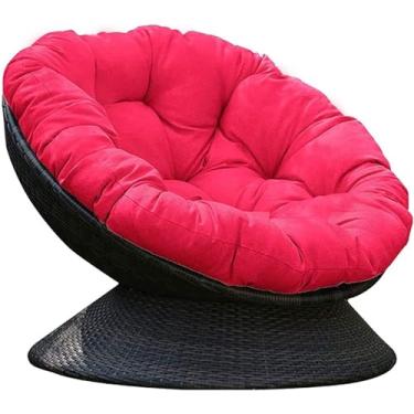 Imagem de Cadeira Redonda Papasan Para Interior E Exterior Cadeira Em Forma De Tigela De Algodão Fofo Cadeira De Lua Grossa Cadeira Suspensa Confortável Redes Swing, Rose Red, 100cm