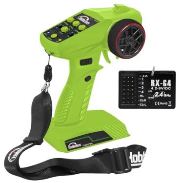 Imagem de Hobby Fans RC Radio System 4CH 2.4G RC Transmitter with Receiver and Lanyard Anti-Jamming Remote Controller for RC Car Crawler Boat, Green & Black