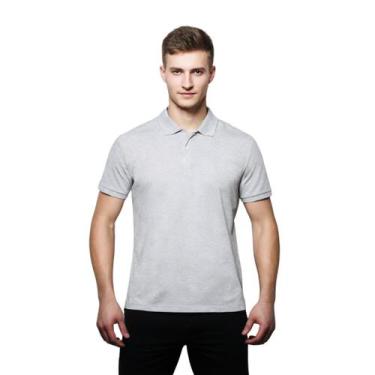 Imagem de Camisa Masculina Gola Polo Piquet Poliéster - Genérico, Cinza mescla, 