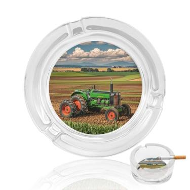 Imagem de Cinzeiro de vidro de cristal para trator, cinzeiro redondo de vidro resistente para fumar, portátil, decorativo, moderno, para uso em casa, escritório, interior, exterior, pátio
