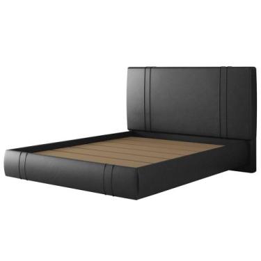 Imagem de Cama Queen Flutuante Com Cabeceira 160cm Lyra Sintético Preto S05 - Mp