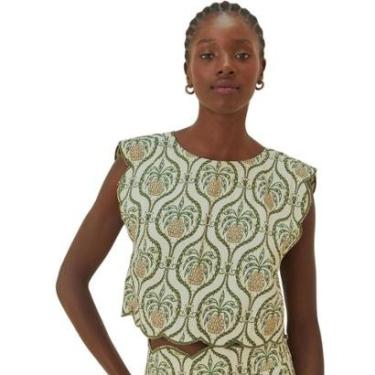 Imagem de Blusa Cropped Farm Rio Brilho de Abacaxi Feminina-Feminino