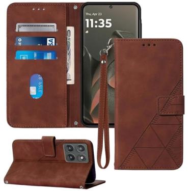 Imagem de Moment Dextrad Capa carteira para Motorola Edge 2025, compartimentos para cartão, alça de pulso, proteção interna de telefone TPU, capa flip de couro PU para Moto Edge 2025 (marrom)