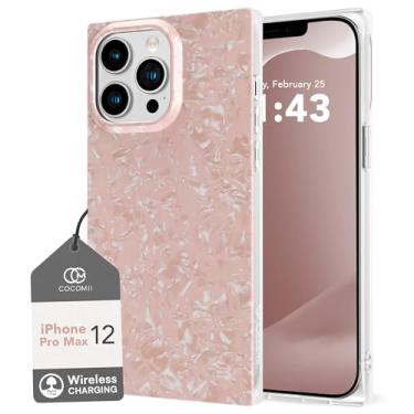 Imagem de Cocomii Capa quadrada perolada para iPhone 12 Pro Max, fina, brilhante, macia, gel de borracha de silicone de TPU (poliuretano termoplástico), bordas quadradas, capa amortecedora moderna compatível com Apple iPhone 12 Pro Max 6,7 polegadas (rosa)