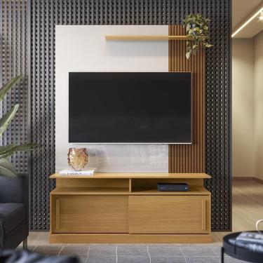 Imagem de Rack Home Painel Até 60 Polegadas Chicago Tauari Com Off Perolizado - Lukaliam Móveis