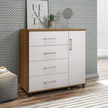 Imagem de Cômoda Belle 4 Gavetas E 1 Porta Lukaliam Móveis Freijó - Off White Freijó - Off White