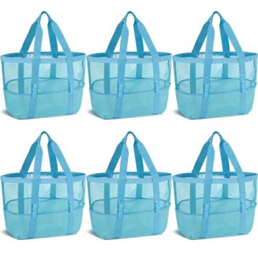 Imagem de Hillban Bolsa de praia grande de malha impermeável leve para o verão para piscina, viagem, mercado, acampamento ao ar livre, Azul-celeste, one size/ about 16.9 x 15.4 x 7.9 inches/ 43 x 39 x 20 cm