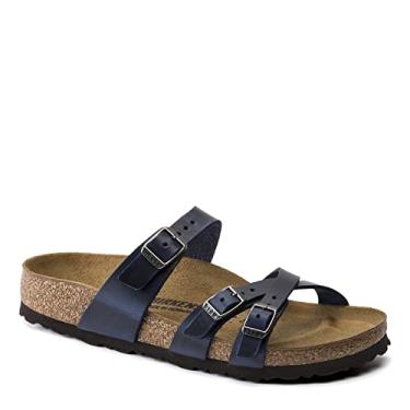 Imagem de Sand lia feminina Franca Birkenstock, Blue Oiled Leather, 5-5.5