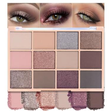Imagem de Paleta de sombras de olhos, paleta de maquiagem nude prata cinza creme para mulheres, sombras naturais para olhos, longa duração, aparência natural