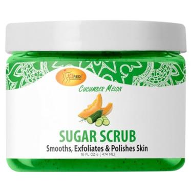 Imagem de SPA REDI Esfoliante corporal açucarado, pepino, melão, 473 g, esfoliante, hidratante, nutritivo, brilho, polimento, pele suave e fresca - Esfoliante corporal