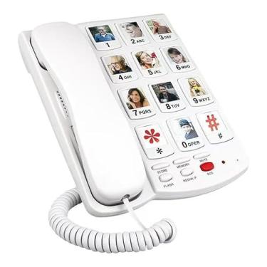 Imagem de Telefones de botão grande para idosos – telefone com botão grande com mostrador de emergência SOS, volume extra alto, compatível com aparelho auditivo, fácil operação para idosos (imagem_chave)