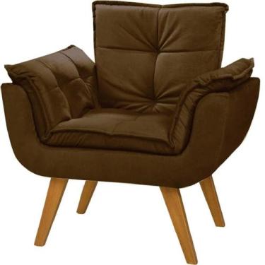 Imagem de Poltrona opala suede marrom café - A Z Decor