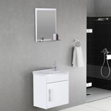 Imagem de Kit Turim Susp 1 porta 39 cm + pia + espelho Branco - RORATO