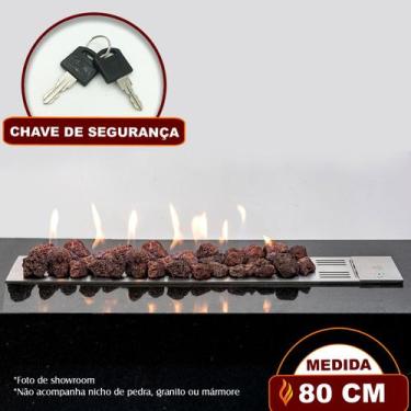 Imagem de Lareira a Gás Império 80cm - Aço Inox - Fogo & Art, Com chave de segur