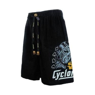 Imagem de Bermuda Cyclone Veludo Relax Skull Mask, Preto, G