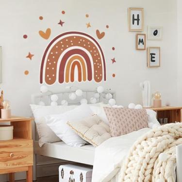 Imagem de Adesivo Infantil Arco-Íris 13 Parede Quarto Bebê Corações Estrelas Decoração Tons Pastel Lúdico
