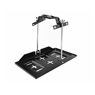 Imagem de THEPRO Kit de bandeja de retenção de bateria, suporte de bateria de armazenamento de aço resistente à corrosão, braçadeira ajustável para carro, barco, fuzileiro naval (parafuso de 23 cm com bandeja