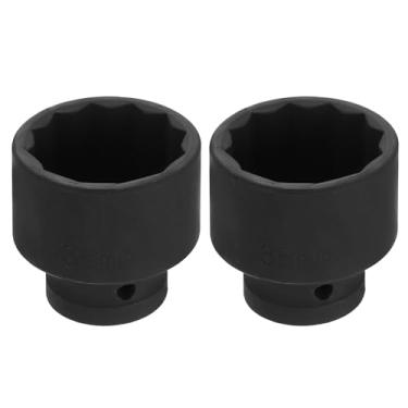 Imagem de HARFINGTON 2 peças de acionamento de 1/5.1 cm x soquete de impacto raso de 36 mm 12 pontos métricos CR-V porca de eixo de aço flip manga flip para reparo de porcas automotivas domésticas