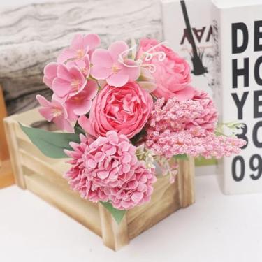 Imagem de Flores artificiais, peônia, buquê de noiva, decoração para casa, casamento, flores artificiais, sala de estar, festa, jardim, mesa, acessórios de artesanato (rosa vermelha)