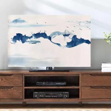 Imagem de HSTANGKY Capa protetora contra poeira para TV de 32-80 polegadas protetor de tela LCD à prova de poeira design de pano de arte fácil de instalar adequado para a maioria das cenários de tela plana 2||