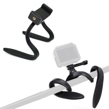 Imagem de EaxanPic Fence Mount Chain Link Fence Mount para telefone com câmera de ação, braçadeira flexível para selfie, suporte pescoço de ganso para GoPro, Insta360, AKASO, DJI Osmo Action, telefone (perna