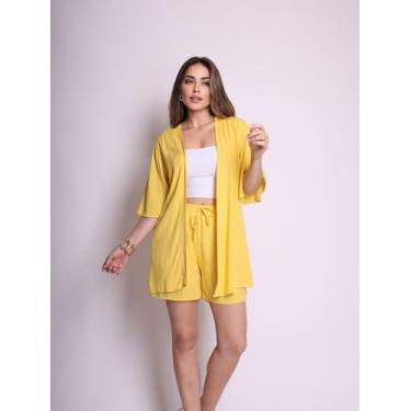 Imagem de Conjunto Feminino Shorts E Kimono Estampas Do Verão Lin - Lagun Brasil