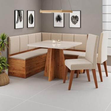 Imagem de Canto Alemão com Baú Syrah com tampo de Vidro com 2 Cadeiras Milão Vie