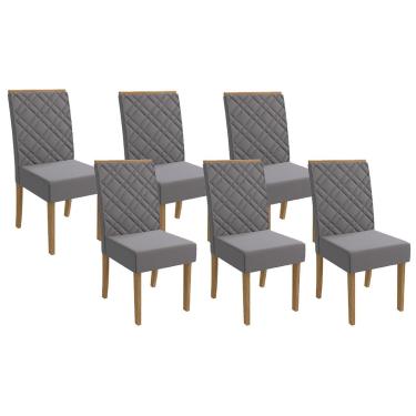 Imagem de Kit 6 Cadeiras de Cozinha 2CAD149FR 6 Un Freijo/Suede Titanio A050 - Kappesberg