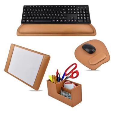 Imagem de Kit Escritório Sintético Vayly com Organizador de Mesa, Porta-Caneta, Apoio para Teclado e Mouse Pad. (Rose Gold)