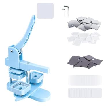 Imagem de DCBADGE Máquina De Fazer Botões Quadrados, Kit Para Ímãs Geladeira Quadrados 50 Mm/1,97 Pol. Com 100 Conjuntos Suprimentos