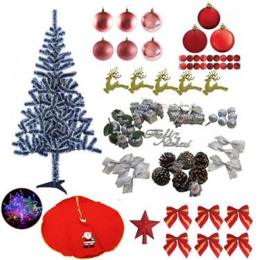 Imagem de Árvore De Natal Nevada 1,80m 320 Galhos 94 Itens Pisca Pisca Led 110v 