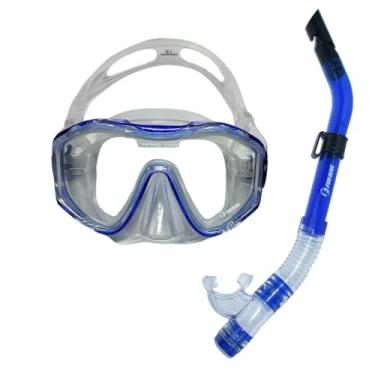 Imagem de KIT SUNSET SK-09, Conjunto máscara lente única com snorkel - Transp/Azul