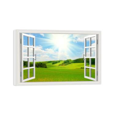 Imagem de Falsas Janelas Paisagens Impressões em Tela-Pradaria-Quadro Arte Moderna-Natureza Pintura Pronta para Pendurar Tela Embrulhada 20x30cm