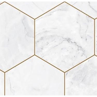 Imagem de Papel de Parede Adesivo Sala Quarto Ripas Madeira Clara Lisa Autocolante 5m x 45cm(Colmeia Marmore)