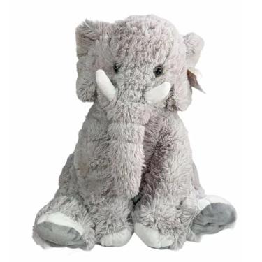 Imagem de Elefante De Pelúcia Peludo Sentado Cinza 40cm