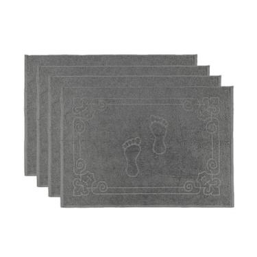 Imagem de Tapete Piso 4 Peças Macio Atoalhado Para Banheiro Cor Cinza - ENTROU C