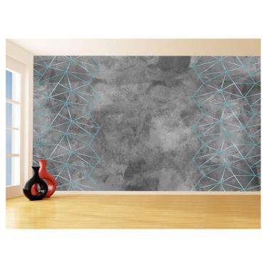 Imagem de Papel De Parede Concreto Linhas Azul Turquesa 3,5M Kkt333
