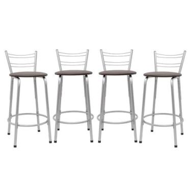 Imagem de Kit 4 Cadeira Para Balcão Ilha Bistrô Banqueta 60cm Flórida Prata Bar 