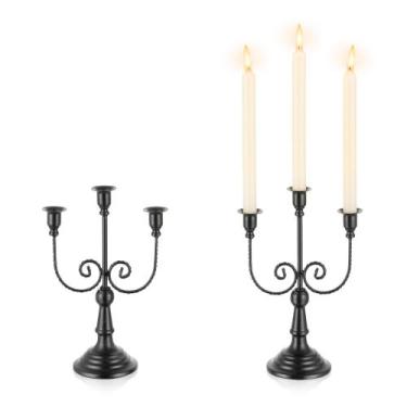 Imagem de Castiçais pretos Candelabro Romadedi, 3 braços, 30 cm, góticos