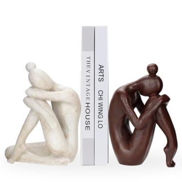 Imagem de Suportes para livros decorativos BANOMII Meditation Girl Statue branco