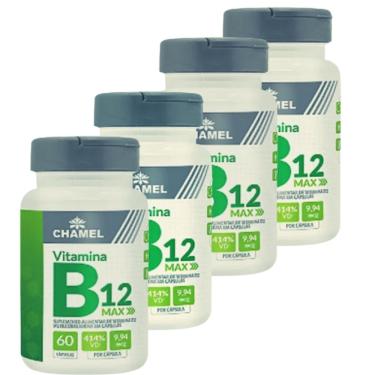 Imagem de Vitamina B12 Max - 4 Frascos  60 cápsulas (Metilcobalamina) - Chamel