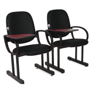 Imagem de 02 Cadeiras Escolar para Auditório e Escolas com Prancheta Linha Dallas Auditório Preto