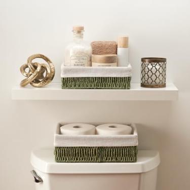 Imagem de Linda cesta de banheiro Boho – Cestas organizadoras elegantes para vaso sanitário, itens essenciais de banheiro ou decoração de berçário – Conjunto de 2 cestas de armazenamento para prateleiras