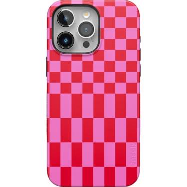 Imagem de Casely Capa para iPhone 15 Pro Max | Vibe Check | Tabuleiro de xadrez rosa | Design protetor arrojado | Compatível com MagSafe