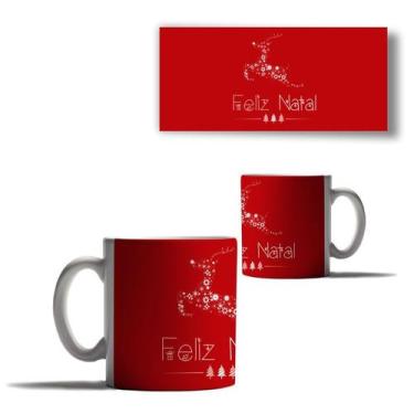 Imagem de Caneca Porcelana Feliz Natal Fundo Vermelho Mensagem Amor - Enjoy Shop