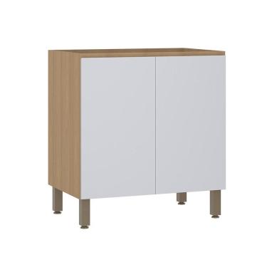 Imagem de Balcão De Cozinha 80cm 2 Portas Sem Tampo Slim Luciane Móvei Freijó/cinza Cristal